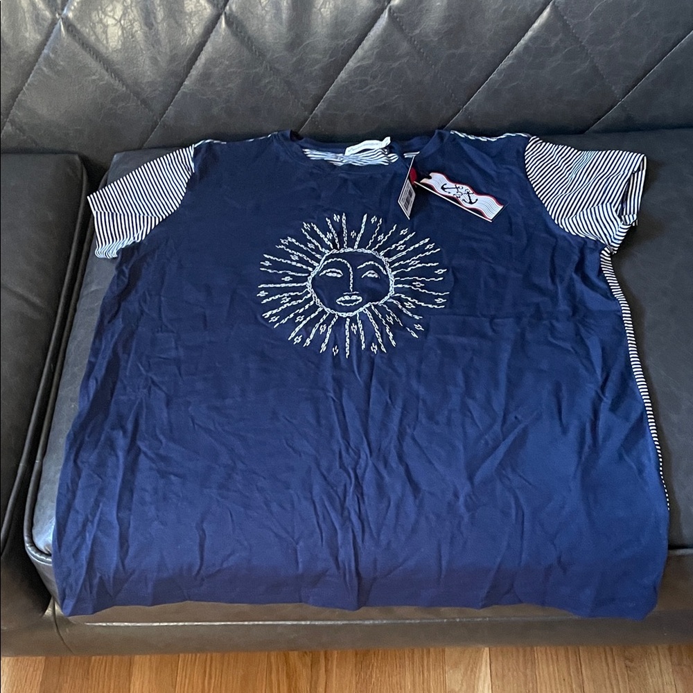 Anchor2anchor Navy Blue Sun Graphic women’s Shirt